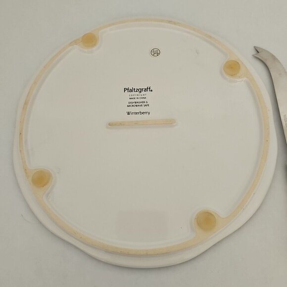 Pfaltzgraff Winterberry Cheese Tray and Knife 9" sculpted handle server spread - Picture 7 of 11